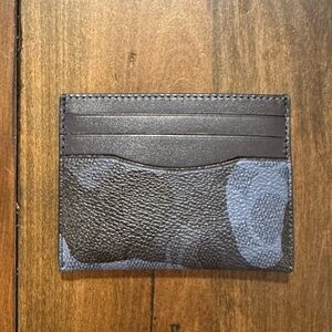 COACH NWT SLIM ID CARD CASE IN SIGNATURE CAMO PRINT BLUE MULTI